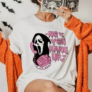 Ghostface T-Shirt No You Hang Up Scream Horror Movie Funny Parody Graphic 86